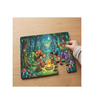 Ormanda Kamp Yapan Çocuklar Tasarımlı 24 Parça Ahşap Çocuk Puzzle