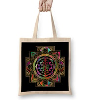 Colorful Gold framed Sri Yantra Sri Chakra Bez Çanta Uzun Saplı