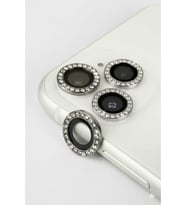iPhone 16 taşlı kamera lens koruyucu (Gri)
