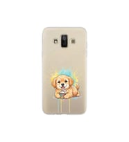 Samsung Galaxy J7 Duo ile Uyumlu Splash Köpek Tasarımlı Şeffaf Silikon Kılıf