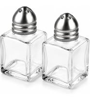 Mini Cam Tuzluk Biberlik Seti Kare Baharatlık Paslanmaz Çelik Kapaklı Şeffaf Cam Sofra Tuzluk Baharat Kabı Modern Dekoratif Tuzluk Biberlik Takımı (2)