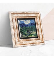Van Gogh Zeytin Ağaçları Taş Duvar Tablosu - Çerçeveli Taş Tablo - Dekoratif Duvar Sanatı - Modern Ev ve Ofis Duvar Dekoru T1-297