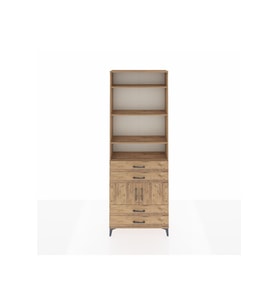 Arges Dolap 5 Raflı 4 Çekmeceli 2 Kapaklı 88x30x243 Çam-Çam