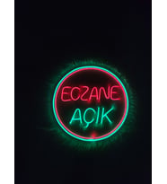 Eczane İçin Neon "Açık" Yazılı Tabela Ledli Cam Vitrin Aydınlatması