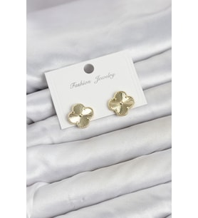 Gold Renk Pirinç Yonca Model Kadın Küpe TJ-BKP11938