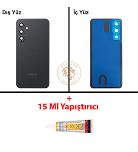 Samsung A54 Siyah Arka Pil Kapağı Batarya Kapağı Lazer Kesim + B-7000 Yapıştırıcı