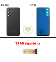 Samsung A54 Siyah Arka Pil Kapağı Batarya Kapağı Lazer Kesim + B-7000 Yapıştırıcı