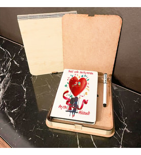 Sevgiliye Hediye Ahşap Kutulu Defter Kalem Set 026