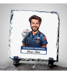 Kişiye Özel Hediye Karikatürlü En Başarılı Erkek Paramedik Dekoratif Taş