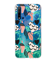 Huawei P20 Lite 2019 ile Uyumlu 1mm Kapak Memphis Desen Tasarımlı Şeffaf Silikon Kılıf