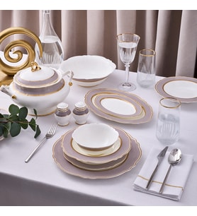 Aryıldız Majestic 60 Parça 12 Kişilik Porselen Yemek Takımı Ar261347