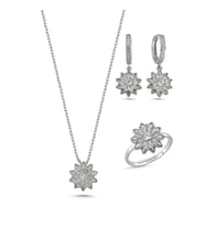 Kuvars Taşlı Lotus Takım TKM01 (Gümüş)