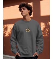 Erkek Siyam Kedisi Desenli Sweatshirt – Minimal Göğüs Baskılı, Unisex Rahat Kalıp (Füme)