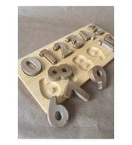 Doğal Ahşap Eğitici Sayılar Seti  Montessori Matematik Oyuncak 0-9  El Yapımı Puzzle