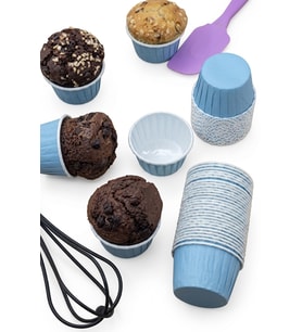 ŞeyliŞeyler - 50'li Muffin Kek Kağıdı Kapsülü - Kraft & Mavi Cupcake Kalıbı (Açık Mavi)