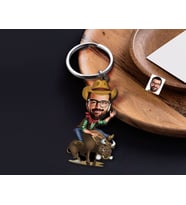 BK Gift Kişiye Özel Rodeocu Karikatürlü Ahşap Anahtarlık-1 Sevgiliye Hediye, Arkadaşa Hediye, Doğum Günü Hediyesi