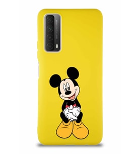 Huawei Y7A Soft Premier Kapak Mickey Mouse-A Tasarımlı Silikon Kılıf - Sarı (Şeffaf)