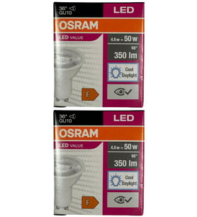 Osram Par16 4.5W (50W) 6500K (Beyaz Işık) GU10 Duylu Led Spot (2 Adet)