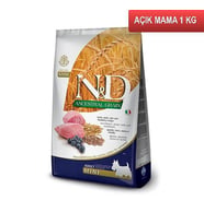 ND Düşük Tahıllı Kuzu Yaban M. Küçük Irk Köpek Maması 1 Kg AÇIK