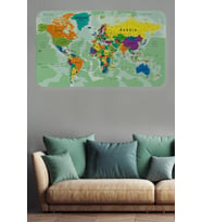 Eğitici Ülke Ve Başkent Okyanus Detaylı Atlası Dünya Haritası Duvar Sticker -60x105-3835