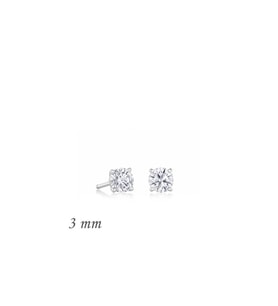 Gümüş Yuvarlak Tek Taş Zirkon Küpe - 3 mm CSR2181969