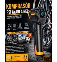 3600mAh 150PSI LCD Ekranlı Hava Kompresörü  Araç, Motosiklet, Scooter, Top Şişirme Pompası