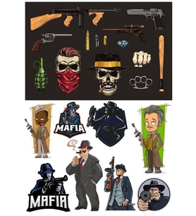 Mafya Sticker Set 5 15 Parça Telefon, Tablet, Defter, Laptop Sticker