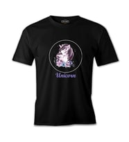 Unicorn Çiçek Anneler Günü Siyah Unisex Tshirt