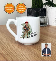 Kişiye Özel Karikatürlü Asker Kupa Bardak Oval Askere Hediye Asker Sevgiliye Hediye