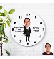 Karikatürlü Müdür Kişiye Özel Duvar Saati