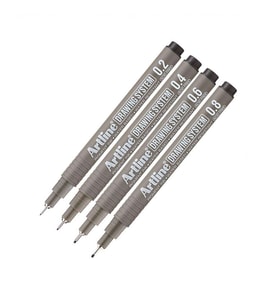 Teknik Çizim Kalemi 0.2 - 0.4 - 0.6 - 0.8 Mm Siyah 4 Lü Set Artline Drawing Teknik Çizim Kalemi