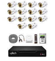 UPTECH Full HD 14 Kameralı Gece Renkli Görüş Su Geçirmez Güvenlik Kamera Seti 250 GB HDD 2239