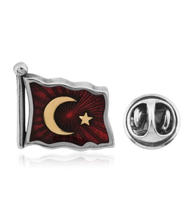 925 Ayar Gümüş Türk Bayrağı Rozet