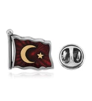 925 Ayar Gümüş Türk Bayrağı Rozet