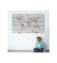 Eğitici Dünya Haritası Dünya Atlası Çocuk Ve Bebek Odası Duvar Sticker-3812-85x130
