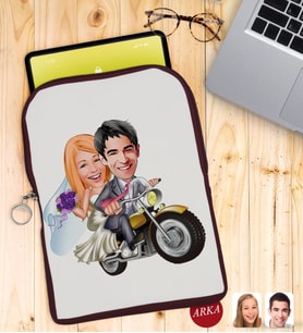 BK Gift Kişiye Özel Evleniyoruz Karikatürlü Taşınabilir Koruyucu Tablet Kılıfı & Organizer Çanta - Bordo-8