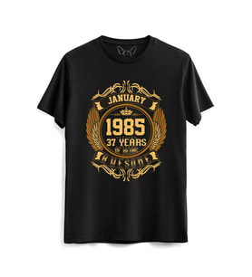Vintage Gold Awesome Series January 1985 Siyah Tshirt