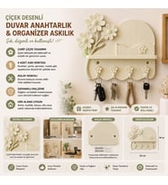 Çiçek Desenli Duvar Anahtarlık & Organizer Askılık