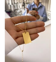 ÇELİK KİŞİYE ÖZEL RESİM BASKILI TASARIM KOLYE GOLD RENK