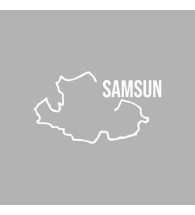 Samsun Harita Araba Sticker siyah 17x10 CM (Beyaz)