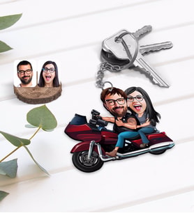 BK Gift Kişiye Özel Sevgililer Karikatürlü Ahşap Anahtarlık-103