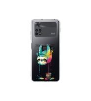 Poco M4 Pro ile Uyumlu Splash Tembel Hayvan Tasarımlı Şeffaf Silikon Kılıf