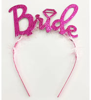Fuşya Renk Bekarlığa Veda İtalik Yazı Alyanslı Bride Taç (5047)