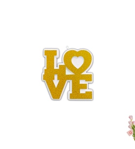 Love Strafor Süs, 25cm x 25cm - Altın