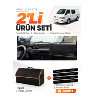 e-biz MITSUBISHI L300 (2000-2010) Uyumlu Torpido Örtüsü + Deri Çanta - Siyah-Kahverengi - MI011