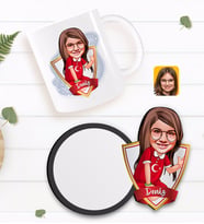 BK Gift Kişiye Özel Kız Çocuk Karikatürlü Beyaz Kupa ve Ahşap Bardak Altlığı Hediye Seti-2