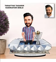 KİŞİYE ÖZEL KARİKATÜR BORDO MAVİ TARAFTAR TASARIMLI ERKEK BİBLO