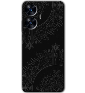 Realme C55 Kılıf HD Desen Baskılı Kılıf - Siyah Mandala