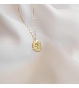Minimalist Şık Çiçek Figürlü Kolye 925K Gümüş Sevgiliye Doğum Günü Hediye (Gold)