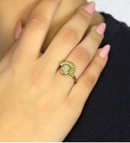 Doğal Taş Sitrin Doğal Taşlı Antik Model Kadın Ayarlanabillir Yüzük euy82s (Sarı)
